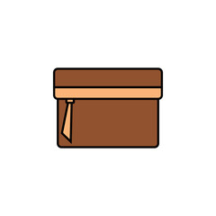 Brown Rectangular Box with Orange Ribbon Packaging Design Illustration