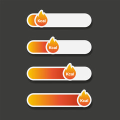 Hot level slider and Calorie Burning Icon Set 