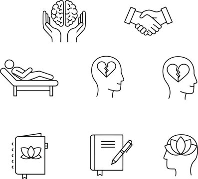 Mental Health Wellness Icons for Therapy, Healing, and Mindfulness