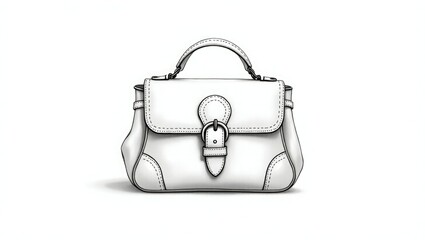 Elegant white leather handbag fashion illustration design