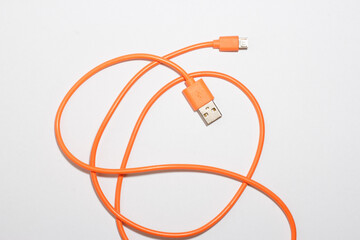 High-quality photo of a USB cable on a white background. Perfect for advertising, electronics, and...
