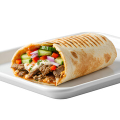 Delicious Chicken Shawarma Pita Bread  isolated on transparent background