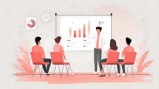 Business Presentation: Team Meeting with Data Visualization