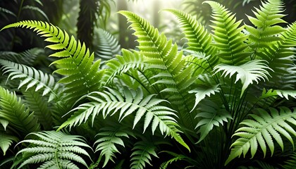 Lush Fern Canopy in Tropical Forest