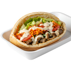 Delicious Chicken Shawarma Pita Bread  isolated on transparent background