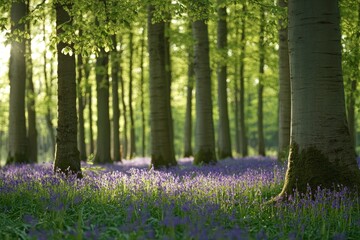 The Hallerbos forest in Halle, Bruxelles, Belgium, is particularly stunning in spring with its carpet of bluebells and lush green trees