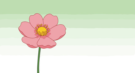 The flower stands out against a minimalistic, light-colored background with gentle pastel accents.