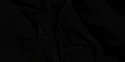 Black crumpled and creased paper abstract texture background. panorama grunge wrinkly paper texture background, crumpled pattern texture.3d crumpled black paper texture.