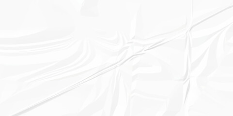 White crumpled and creased paper abstract texture background. panorama grunge wrinkly paper texture background, crumpled pattern texture.3d crumpled white paper texture.