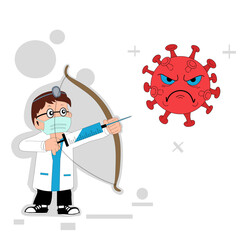Illustration of doctor attack coronavirus