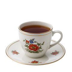 Teacup  and Elegant Porcelain Teaware with Floral Design isolated on transparent background