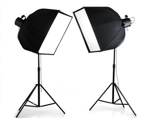  studio lighting set with a softbox isolated on a transparent background