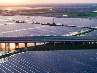 Solar photovoltaic panels and highway