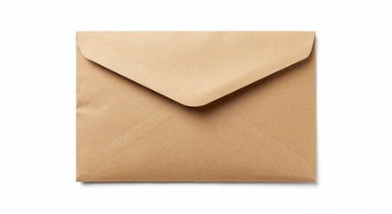 Seed envelope isolated on white, kraft paper folded edges and closure,photorealistic top-down detail