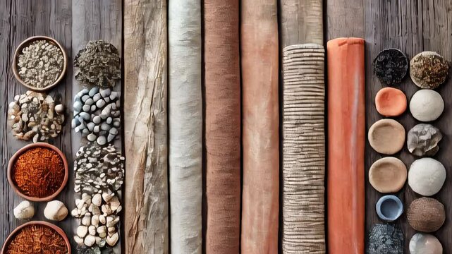 Table with different types of spices organic materials