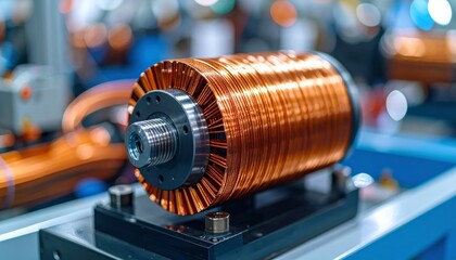 Naklejka premium Close-Up View of Rotating Coil Wire on Industrial Equipment