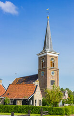 Tower of the historic Hemesker church in Uitwellingerga, Netherlands