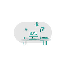Naklejka premium Minimalist Office Workspace Illustration, Neatly arranged workplace with computer