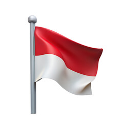 3d flag of Indonesia isolated on white