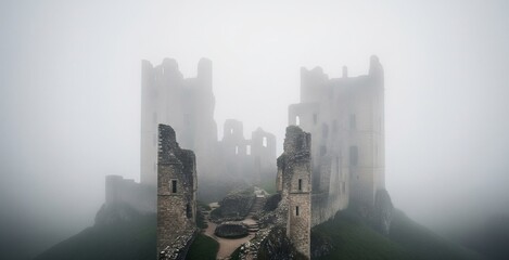 Burgruine im Nebel