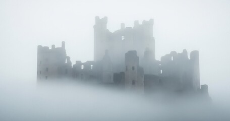 Burgruine im Nebel