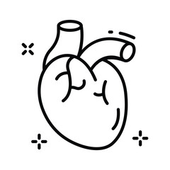 A premium linear icon featuring human heart organ
