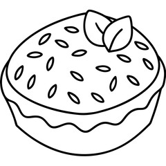 Almond Cake line art vector