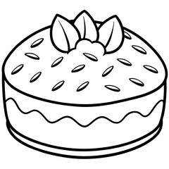 Almond Cake line art vector