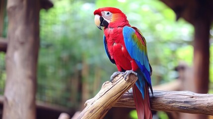 Parrots mimic human behavior on their perches, demonstrating advanced animal mimicry.