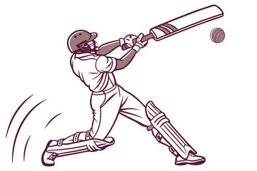 Cricket Player Swinging Bat Vector