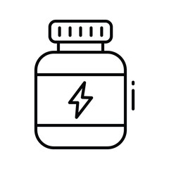 A modern linear icon showing supplement bottle