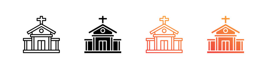 Church Multiple Style Icon Set Collection 