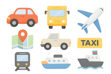 Different Modes of Transportation for Worldwide Traveling Transparent Background