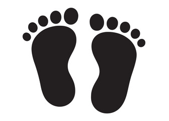 baby feet logo silhouette vector, baby foot logo icon vector silhouette, foot print vector illustration logo, silhouette of baby footprints icon vector silhouette design on white background