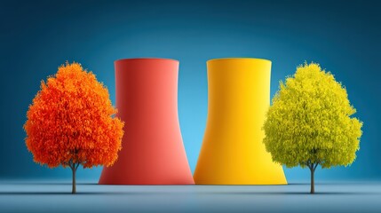 Concept split-image of fossil fuel and renewable plants, one fading into another, symbolizing the transition toward clean energy futures and sustainable development.
