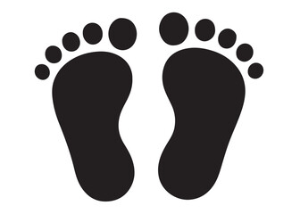 baby feet logo silhouette vector, baby foot logo icon vector silhouette, foot print vector illustration logo, silhouette of baby footprints icon vector silhouette design on white background