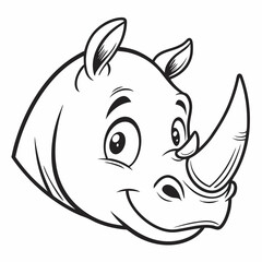 Rhino Face with Kawaii Style Icon