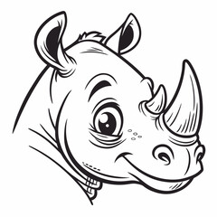 Baby Rhino Icon in BW Vector