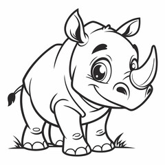 Cute Rhino Vector for Kids Icon