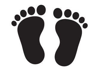 baby feet logo silhouette vector, baby foot logo icon vector silhouette, foot print vector illustration logo, silhouette of baby footprints icon vector silhouette design on white background