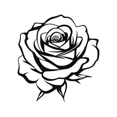 Black and White Rose Illustration Elegant Floral Design Simple Rose Graphic Vector Flower Art Tattoo Design