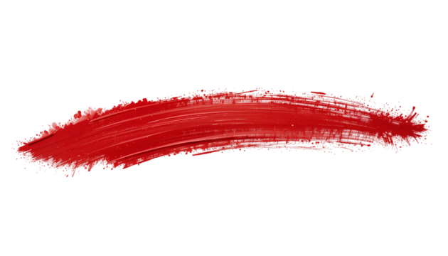 Red Paint Brush Stroke Isolated on Transparent Background – Bold Artistic Splash Design