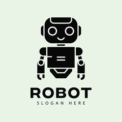 Robot logo, black robot, bot logo, unique
