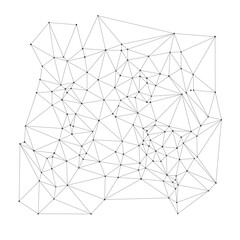 Minimalist geometric wireframe mesh with connected lines and dots perfect for backgrounds technology presentations science or digital design projects modern vector illustration