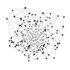 Modern abstract network mesh with connected dots and lines perfect for technology backgrounds, science presentations, or digital communication concepts isolated on white background vector illustration