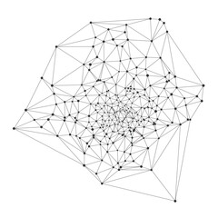 Abstract geometric mesh of interconnected black dots and lines forming a complex network structure ideal for science technology, data visualization concepts isolated on white background vector.