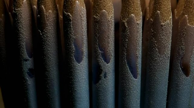 Close-up of textured cylindrical objects