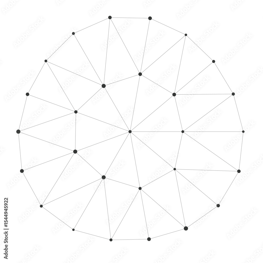 Wall mural abstract geometric circle formed by intersecting lines and larger black points ideal for science, te