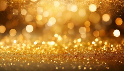 abstract blurred golden glitter texture with sparkling bokeh lights creating a festive and luxurious background ideal for holiday and celebration themes