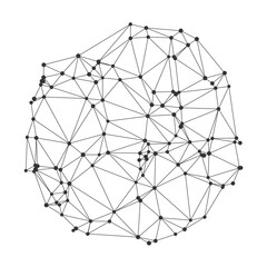 Modern polygonal network structure with connected dots and lines forming a circular geometric pattern ideal for technology backgrounds, science visuals, or digital concepts vector illustration